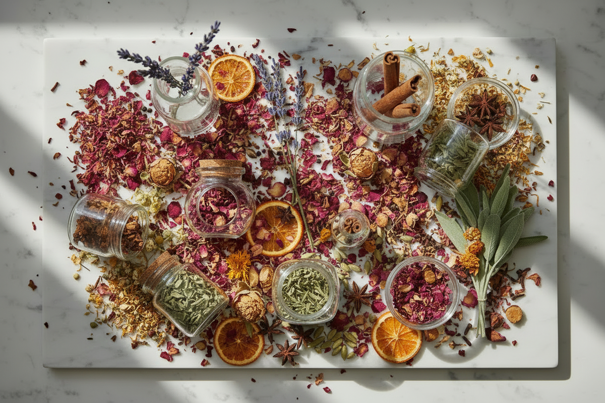 Overflowing Dried Herbs, Spices & Flowers
