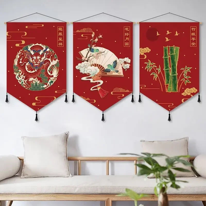 Chinese Style Scroll Wall Painting Living Room Decor Aesthetic Vintage Poster Home Decoration Picture Wall Art Poster