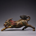 Tibetan Bronze Painted Kirin Wealth Guardian Statue