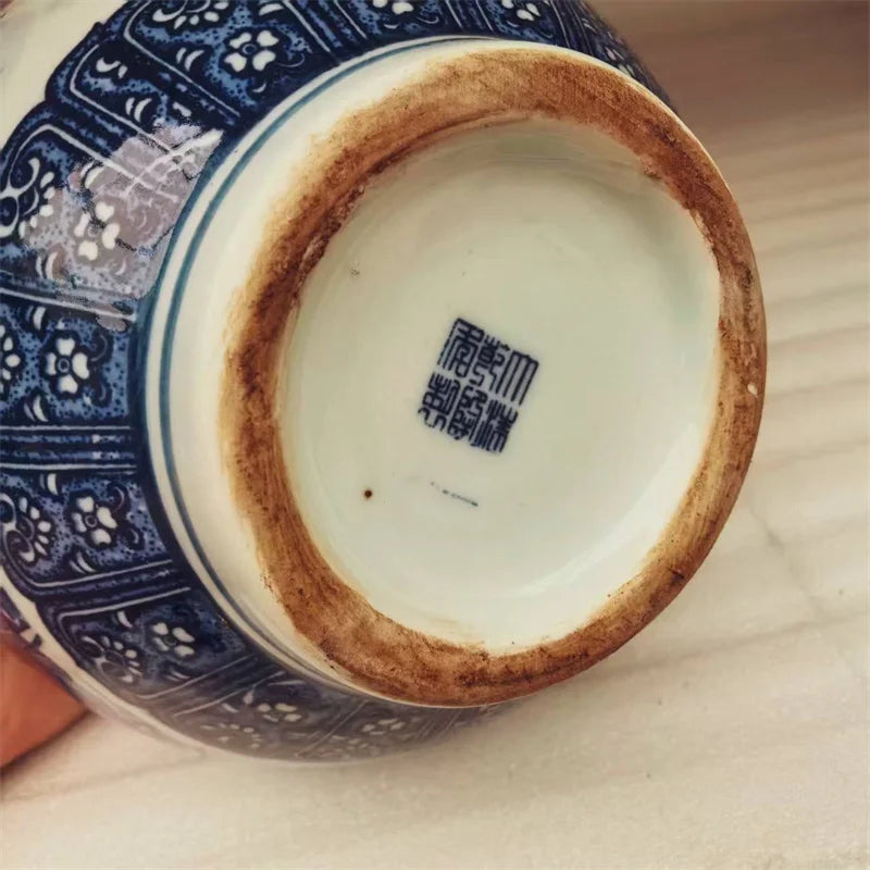 Replica of Old Chinese Porcelain Round Ball Vase Blue and White Lotus Bird Pattern