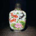 Enamel Chinese Porcelain Snuff Bottle with Cloisonne - Fish Design