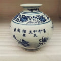 Replica of Old Chinese Porcelain Round Ball Vase Blue and White Lotus Bird Pattern