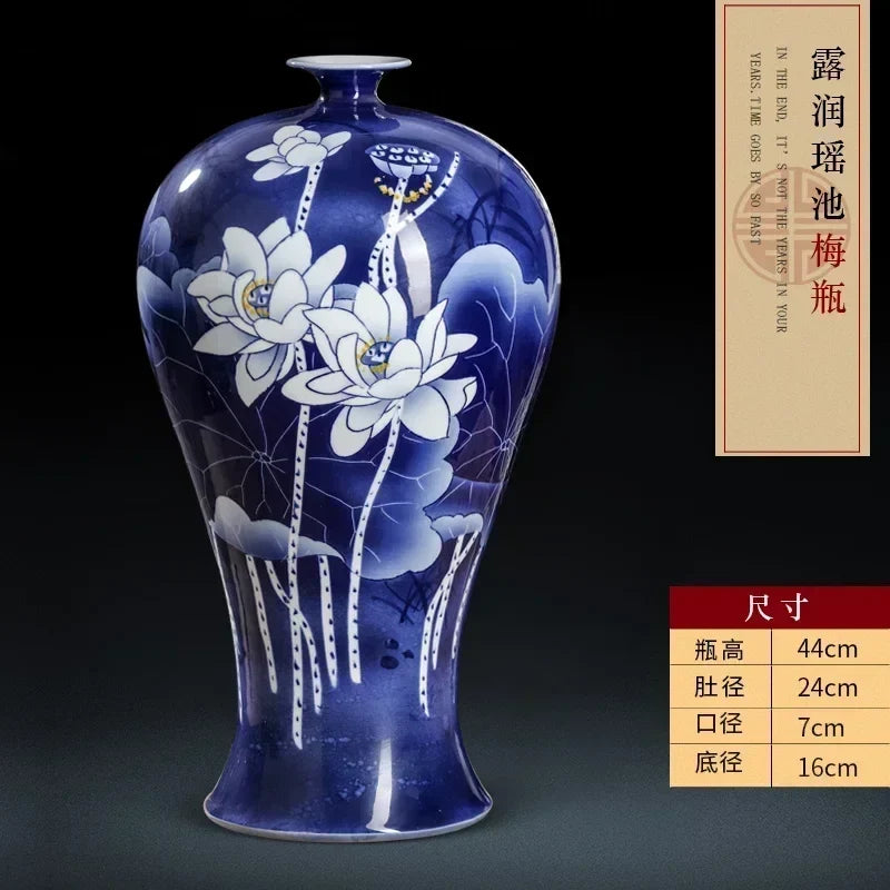 Jingdezhen ceramics hand-painted blue and white porcelain desktop vase living room Chinese home  DD