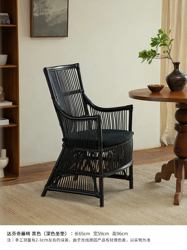 Southeast Asian Handmade Natural Rattan Single Chair – Wabi-Sabi Balcony Lounge Armchair
