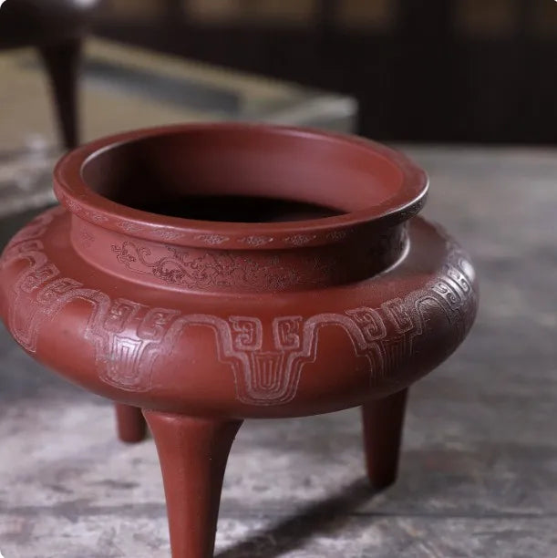 Tripedal Purple Sand (Zisha) Ceramic Bonsai Bowl Pot – 9cm Inner Diameter