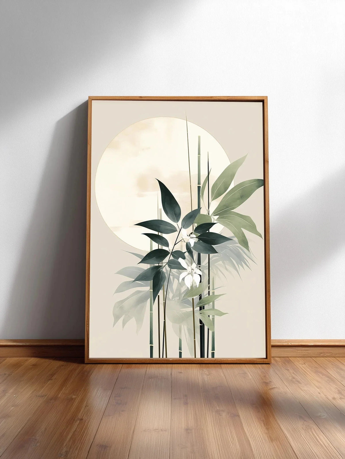 Minimalist Japanese Bamboo Forest & Crane Zen Wall Art Print