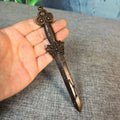 Tibetan Temple Brass Seven-Star Vintage Vajra Sword – Lion-Head Wenshu Phurpa Amulet