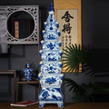 Tall Chinese Pagoda Floor Vase – Ceramic Statement Vessel for Entry & Living Room