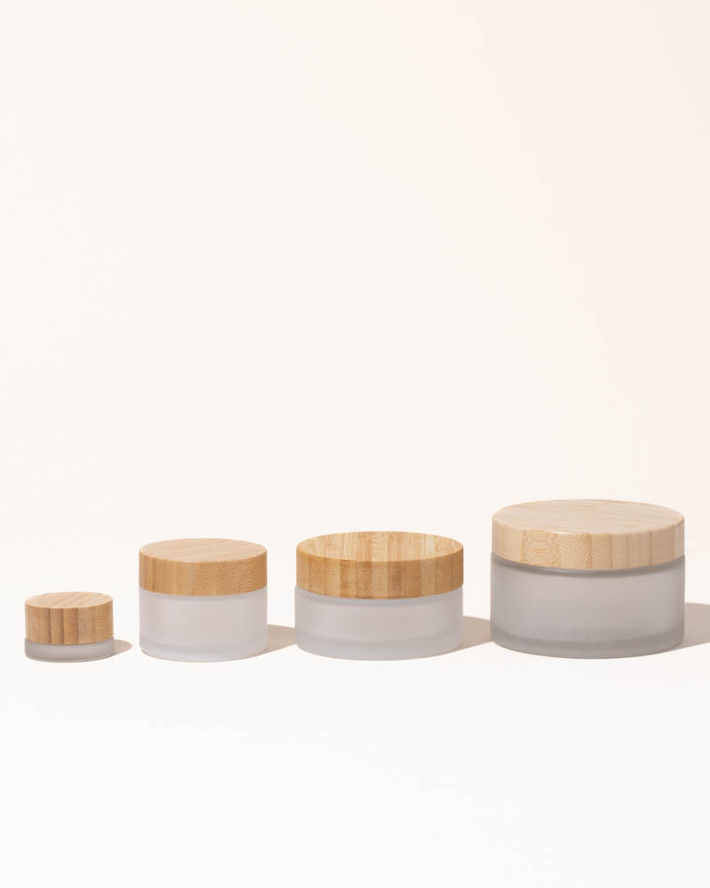 3.4oz / 100ml frosted glass & bamboo jar