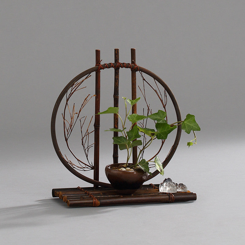 "Under the Moon" Bamboo Ikebana Flower Vessel – Wall & Altar Floral Ware