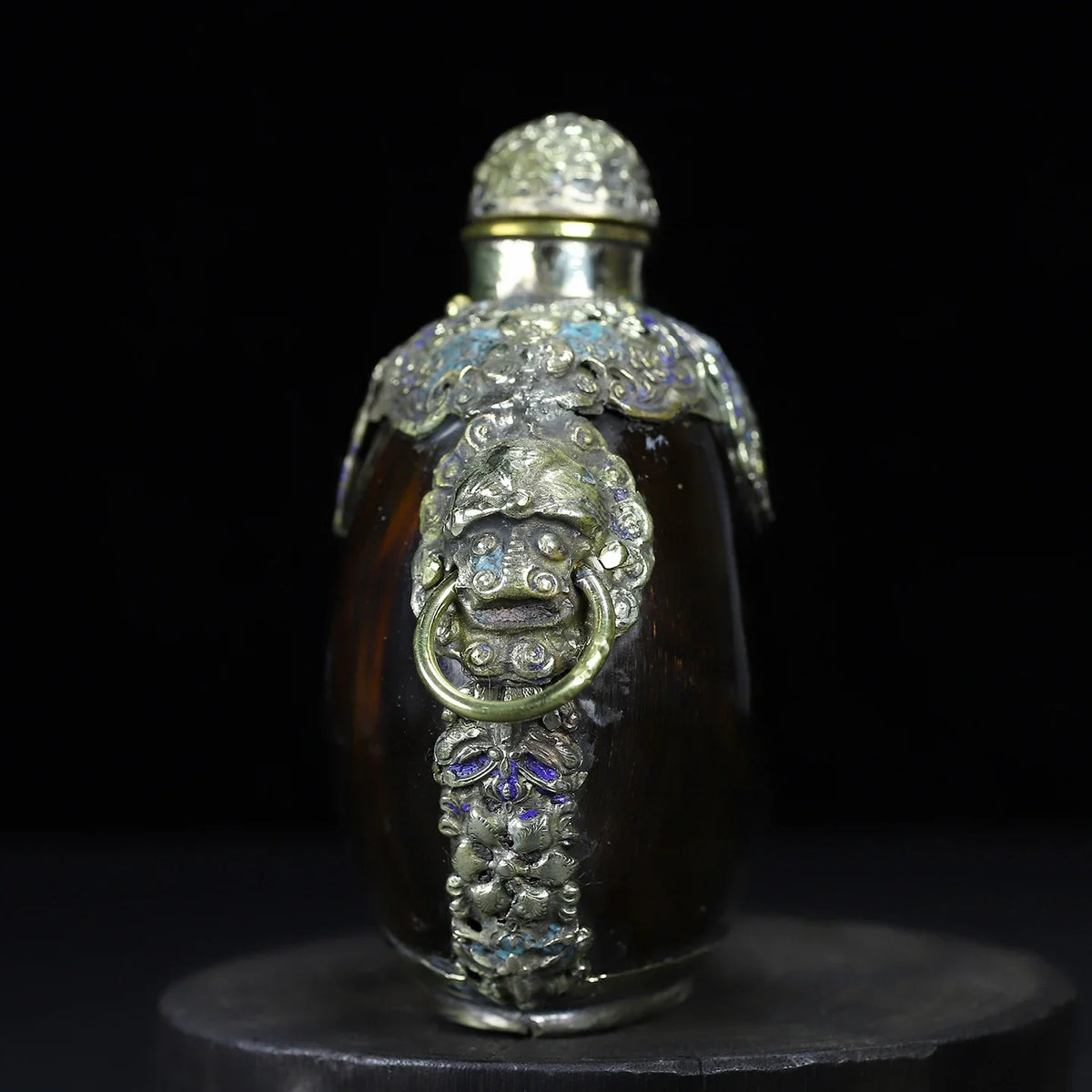 Cloisonné Tiger Head Snuff Bottle with Hanging Ring – Asian Decor