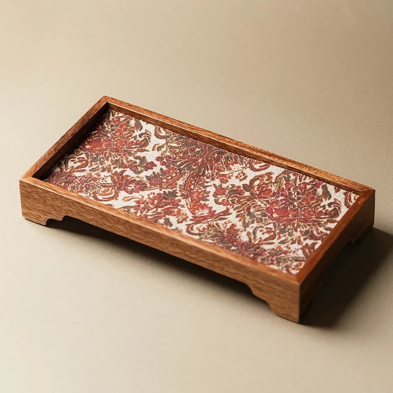 Japanese-style black walnut dried tea tray New Chinese Zen creative tea mat Wooden tray Complete set of small tea table
