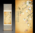 Magnolia & Swallow Chinese Silk Scroll Painting (30 × 100 cm)