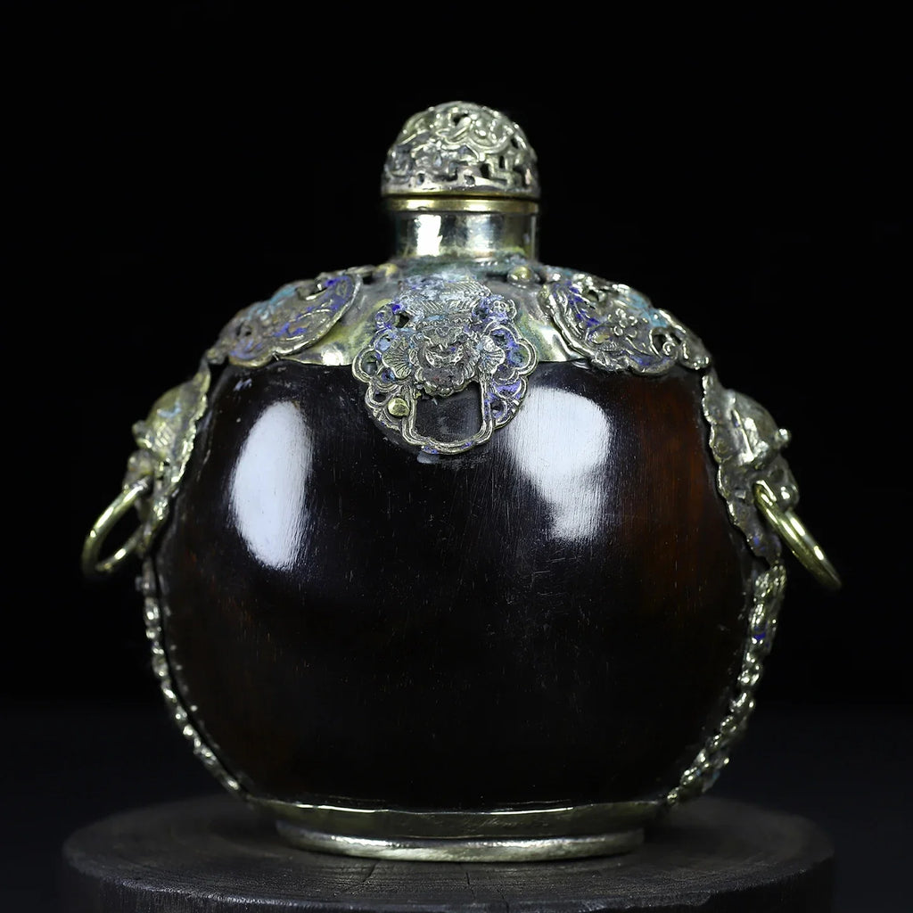 Cloisonné Tiger Head Snuff Bottle with Hanging Ring – Asian Decor