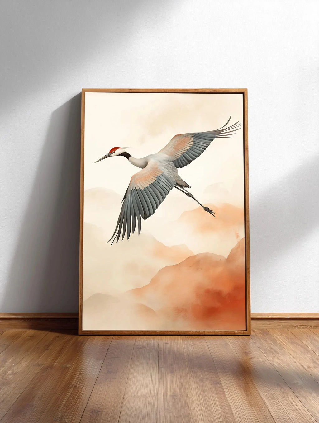 Minimalist Japanese Bamboo Forest & Crane Zen Wall Art Print