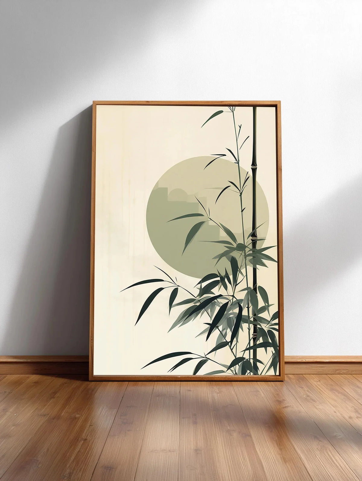 Minimalist Japanese Bamboo Forest & Crane Zen Wall Art Print