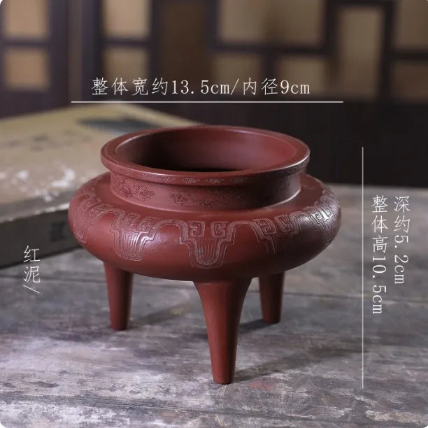 Tripedal Purple Sand (Zisha) Ceramic Bonsai Bowl Pot – 9cm Inner Diameter