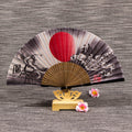 Matte Silk Bamboo Folding Fan with Tassel