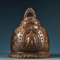 Tibetan Temple Gilded Shakyamuni Bell – Old Bronze Buddha-Head Pattern (6")