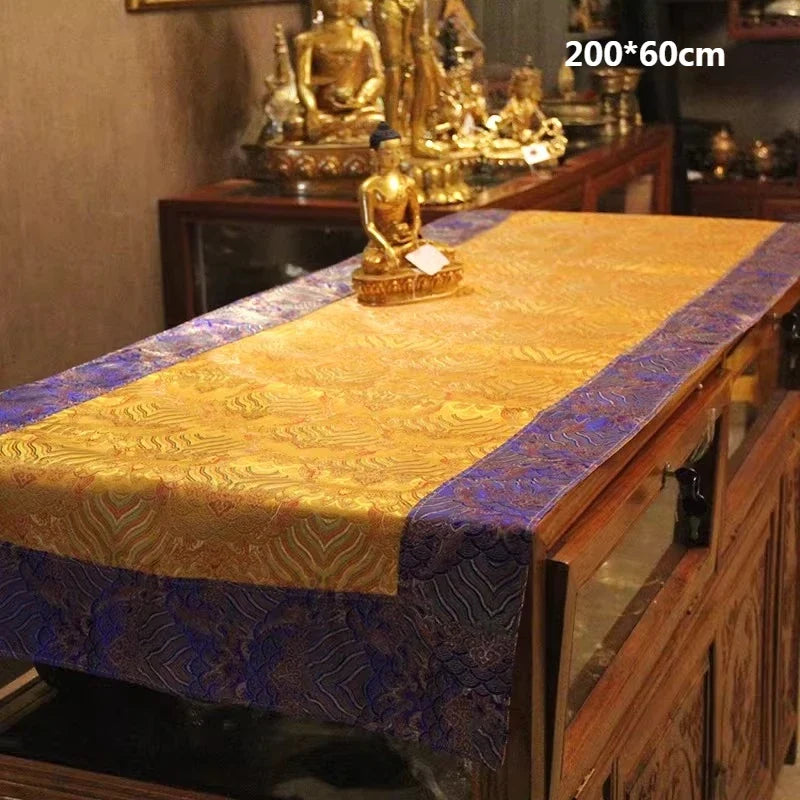 Tibetan Fabric Auspicious Cloud Pattern Long Table Tablecloth/Temple Offering Worship Buddha Decoration Double-layer Tablecloth