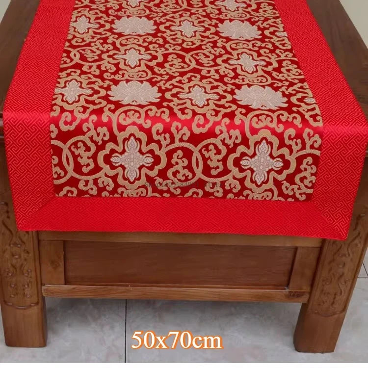 Tibetan Ethnic Style Brocade Tablecloth Home Interior Buddhist Hall Decoration Copy Scripture Cushion Cloth Religious Supplies