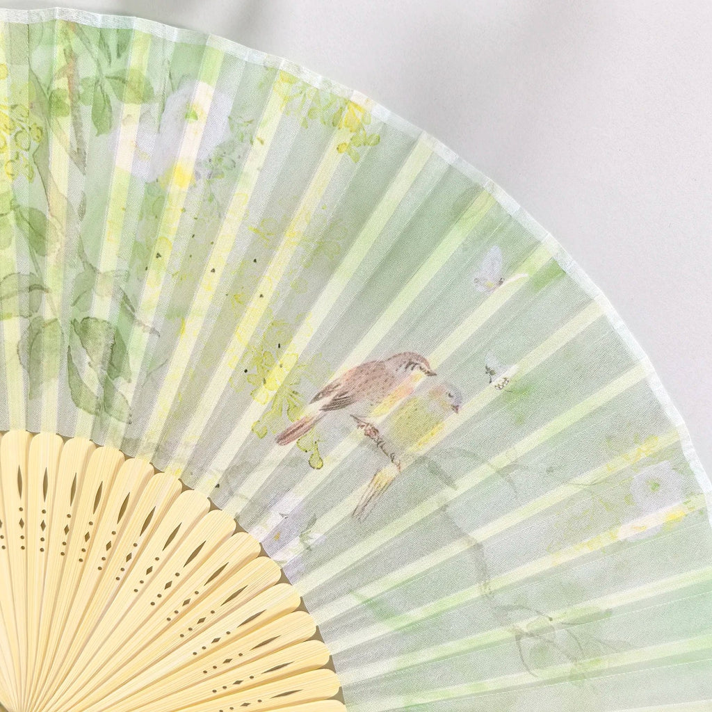 Classical Chinese Sle Roasted Paint Fan Faion ow Props  Hanfu Flower Bird Fans Photoaphy Props Bamboo Fans