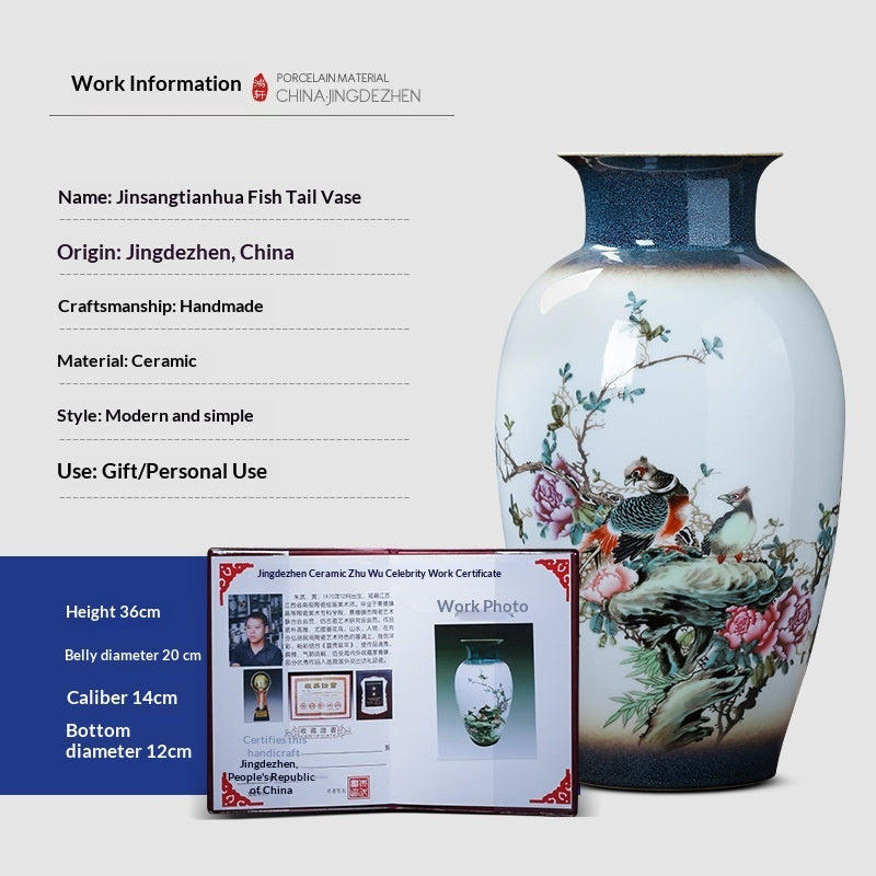 New Chinese-style Pastel Landscape Floral Ceramic Vase