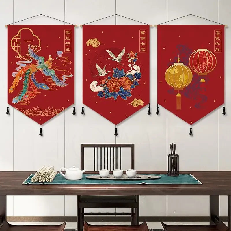 Chinese Style Scroll Wall Painting Living Room Decor Aesthetic Vintage Poster Home Decoration Picture Wall Art Poster