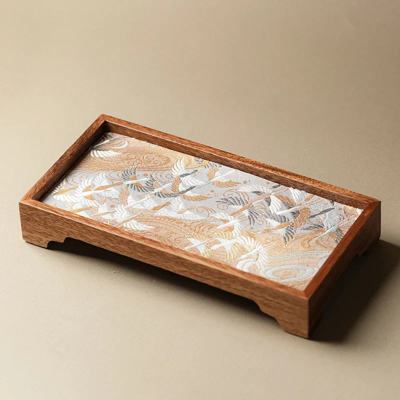 Japanese-style black walnut dried tea tray New Chinese Zen creative tea mat Wooden tray Complete set of small tea table