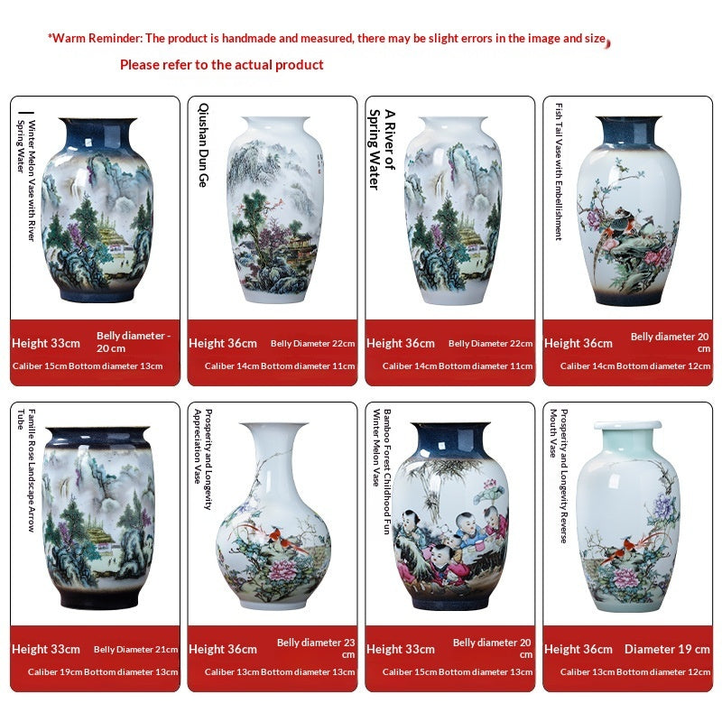 New Chinese-style Pastel Landscape Floral Ceramic Vase