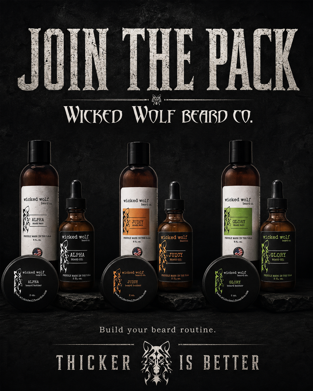 Wicked Wolf Pack | Complete Beard Care Kit (Wash, Oil & Butter)