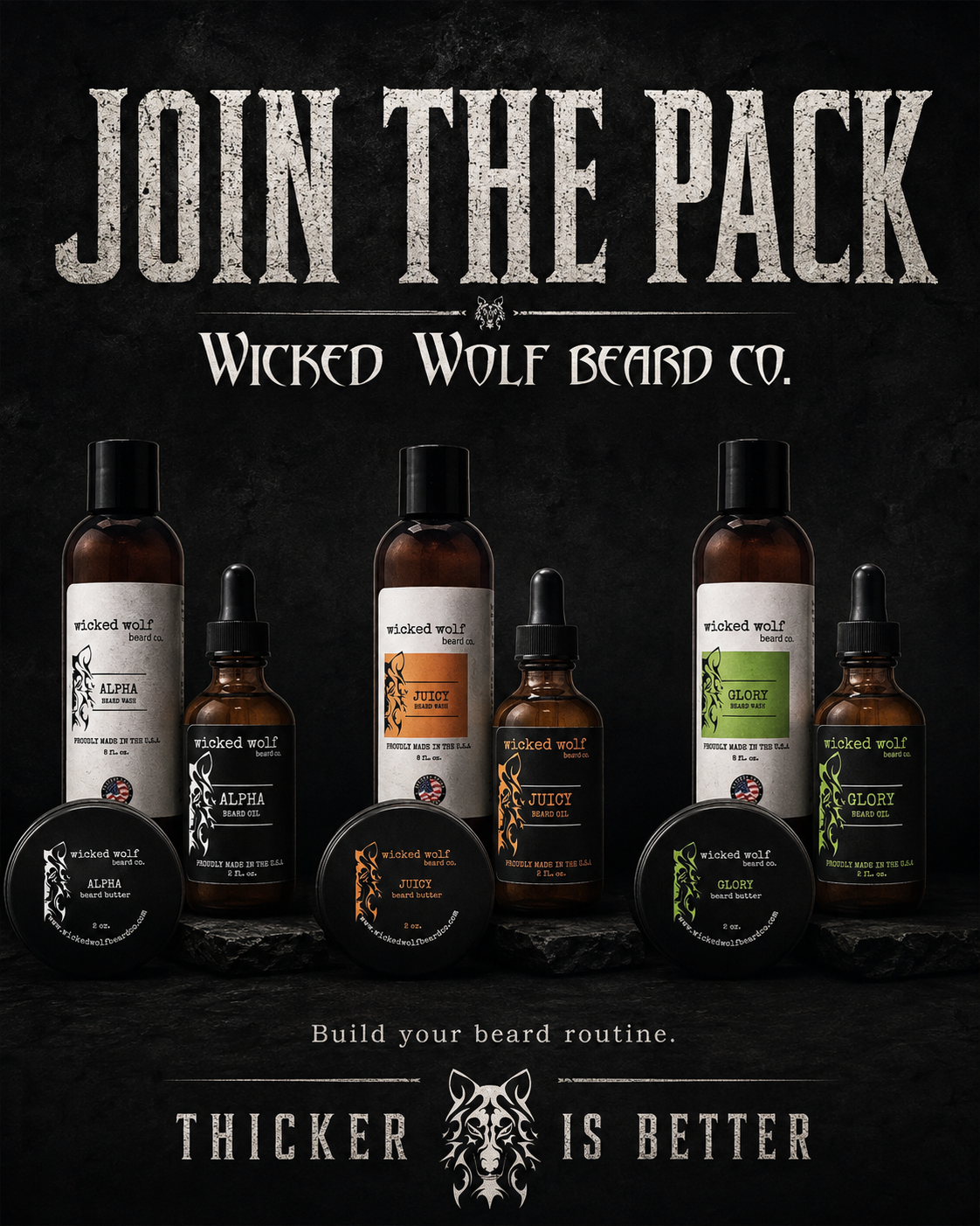 Wicked Wolf Pack | Complete Beard Care Kit (Wash, Oil & Butter)