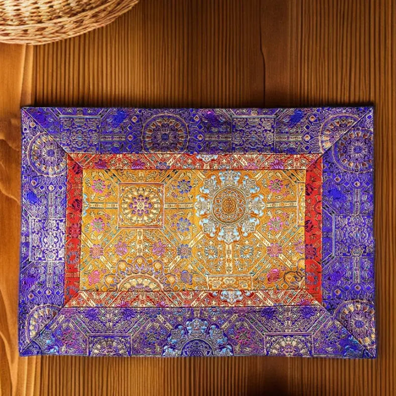Tibetan Style Five-color Colorful Tablecloth Double-layer Thickened Table Mat Fabric Tablecloth Pattern Brocade Household Office