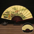 33.33CM Chinese Vintage Style Folding Fan Wooden Handle Classical Party Dance Hand Fan Men's And Women's Summer Cool Hand Fan