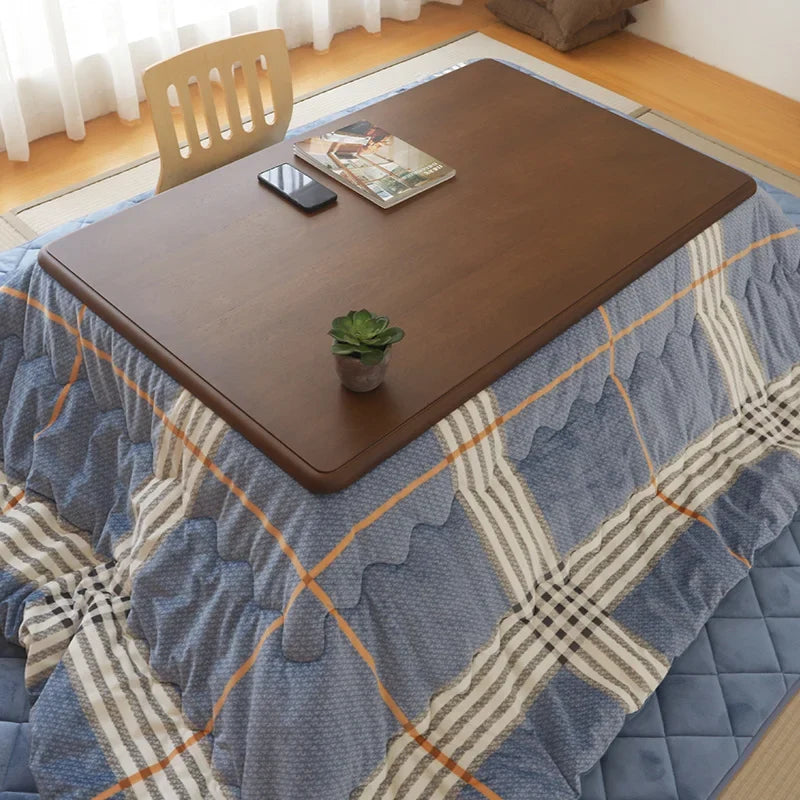 4-Piece Japanese Kotatsu Table Set – Winter Heating Table with Futon, Carpet & Under-Table Heater