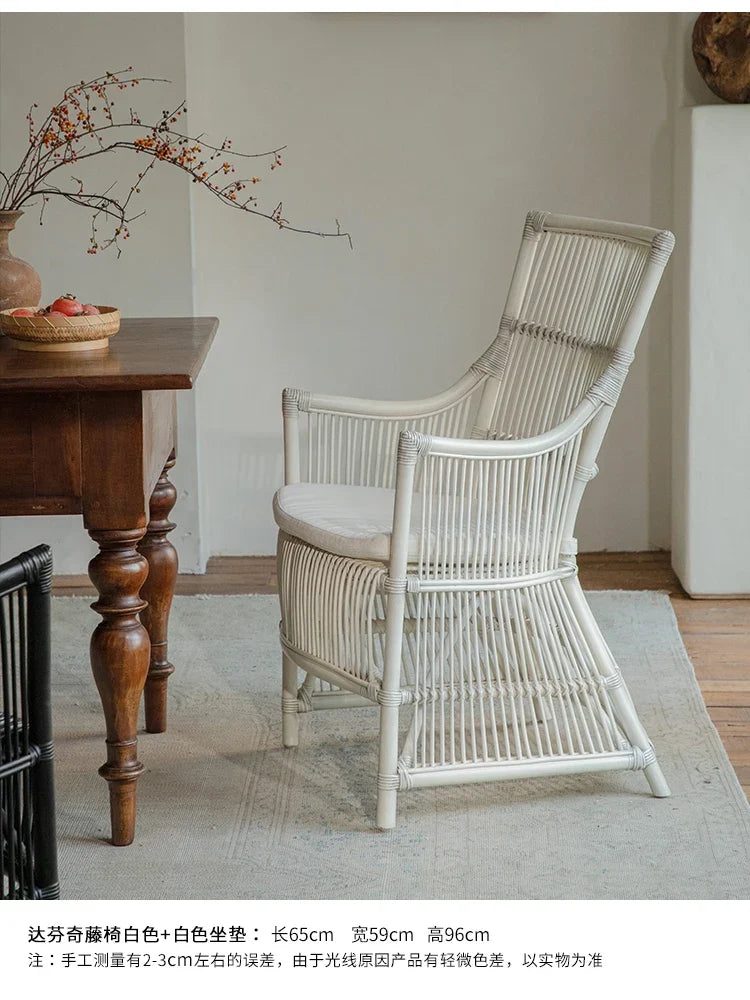Southeast Asian Handmade Natural Rattan Single Chair – Wabi-Sabi Balcony Lounge Armchair