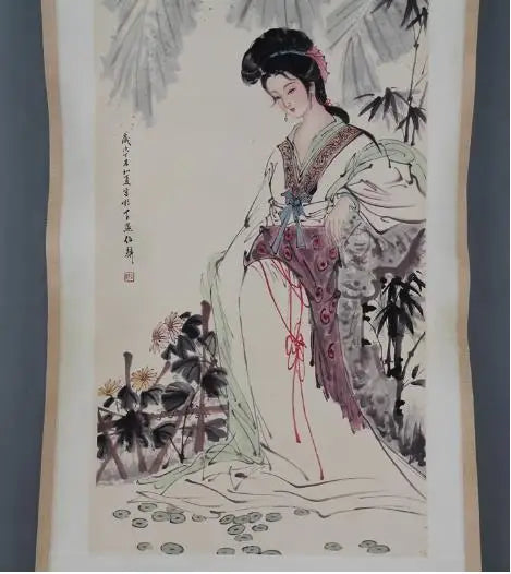 Rare Antique Hand-painted Qing Dynasty Vertical Scroll