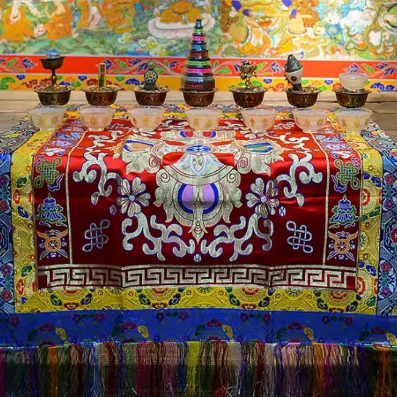 Handmade Embroidery Tablecloths Temples Buddhist Halls Homes Sacrificial Worshiping Buddha Decorative Tablecloths Door Curtain