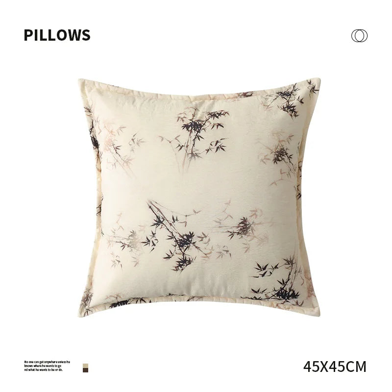Light Color Bamboo Pattern Cushion Cover – Decorative Throw Pillowcase (45 × 45 cm)