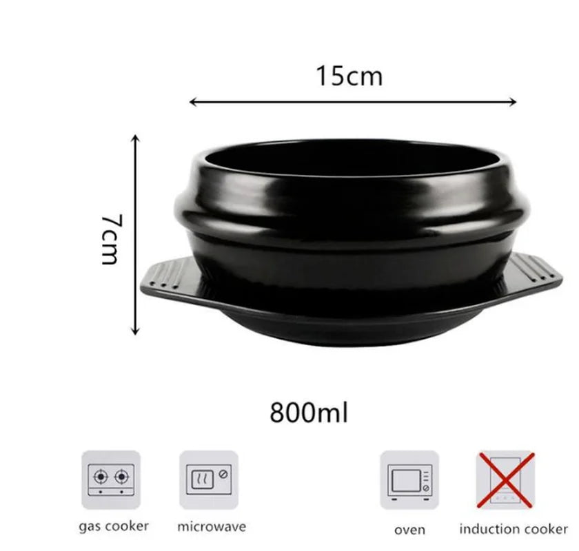Classic Korean Dolsot Ceramic Stone Bowl Pot – Sizzling Bibimbap & Soup Cookware