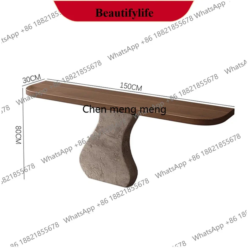 Wabi-Sabi Minimalist Curved Console Table – Modern Japandi Foyer & Hallway Table