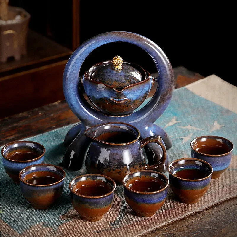 Portable Chinese Ceramic Tea Set with Travel Teapot & Cups