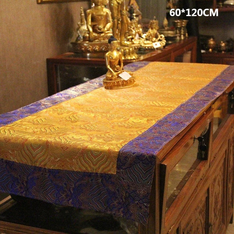 Tibetan Fabric Auspicious Cloud Pattern Long Table Tablecloth/Temple Offering Worship Buddha Decoration Double-layer Tablecloth