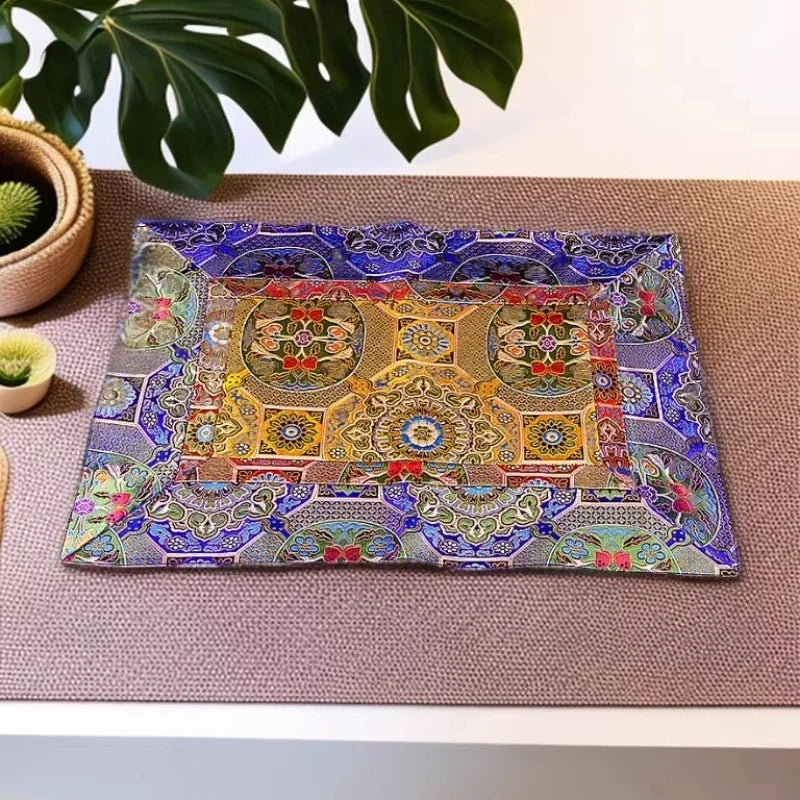 Tibetan Style Five-color Colorful Tablecloth Double-layer Thickened Table Mat Fabric Tablecloth Pattern Brocade Household Office
