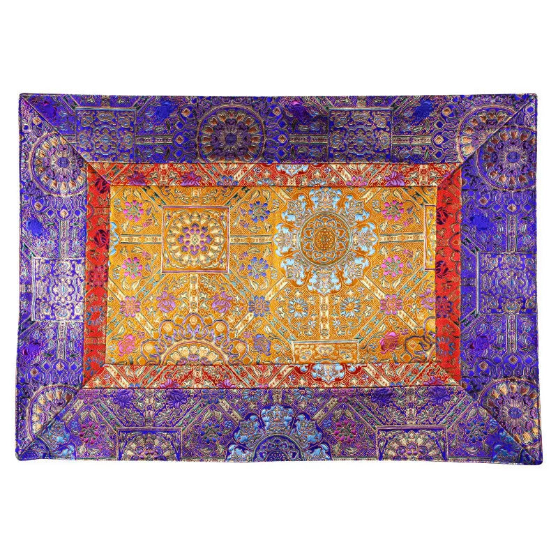 Tibetan Style Five-color Colorful Tablecloth Double-layer Thickened Table Mat Fabric Tablecloth Pattern Brocade Household Office