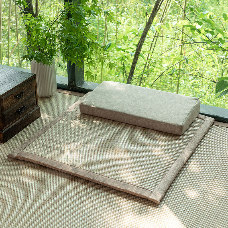 Double-Sided Meditation Cushion Set – Auspicious Botanical Fabric & Bamboo Fiber (Two-Tier)