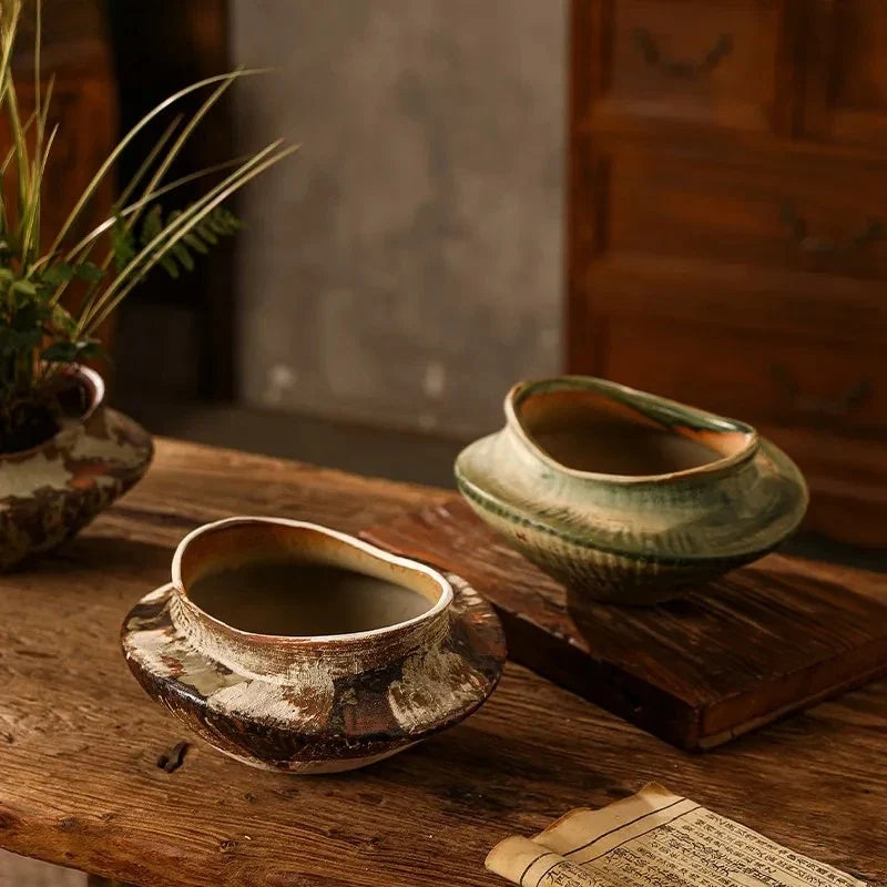 Wabi-Sabi Ceramic Ikebana Flower Vase & Centerpiece