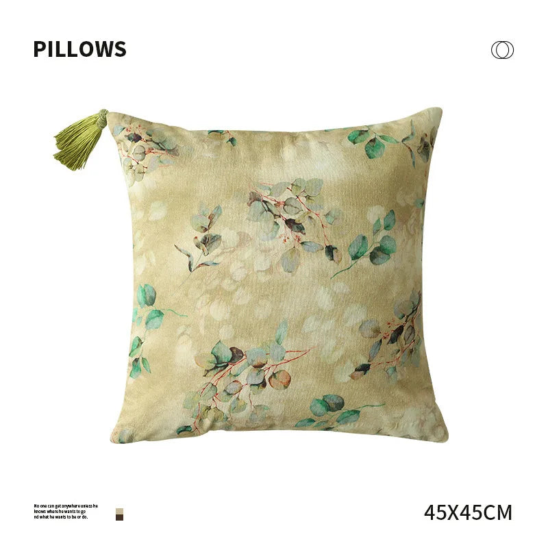Light Color Bamboo Pattern Cushion Cover – Decorative Throw Pillowcase (45 × 45 cm)