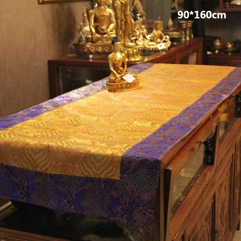 Tibetan Fabric Auspicious Cloud Pattern Long Table Tablecloth/Temple Offering Worship Buddha Decoration Double-layer Tablecloth