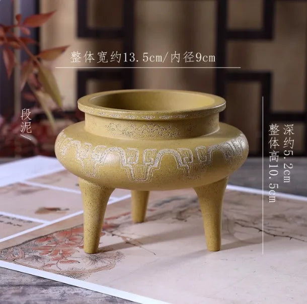 Tripedal Purple Sand (Zisha) Ceramic Bonsai Bowl Pot – 9cm Inner Diameter